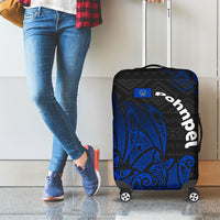 Pohnpei Federated States Of Micronesia Luggage Cover Polynesian Tribal Heritage Art With Blue Island Tattoo Patterns