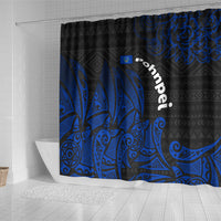 Pohnpei Federated States Of Micronesia Shower Curtain Polynesian Tribal Heritage Art With Blue Island Tattoo Patterns