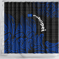 Pohnpei Federated States Of Micronesia Shower Curtain Polynesian Tribal Heritage Art With Blue Island Tattoo Patterns