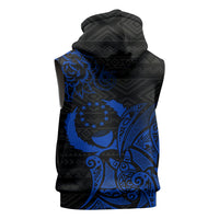 Pohnpei Federated States Of Micronesia Sleeveless Zip Hoodie Polynesian Tribal Heritage Art With Blue Island Tattoo Patterns