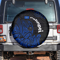 Pohnpei Federated States Of Micronesia Spare Tire Cover Polynesian Tribal Heritage Art With Blue Island Tattoo Patterns