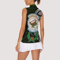 Pohnpei Federated States Of Micronesia Women Sleeveless Polo Shirt Polynesian Tribal Heritage Art With Kaselehlie State Seal