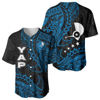 Yap Island Tribal Heritage Baseball Jersey Micronesian Polynesian Tattoo Pattern Blue Black Cultural Art