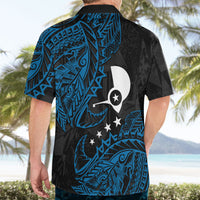 Yap Island Tribal Heritage Hawaiian Shirt Micronesian Polynesian Tattoo Pattern Blue Black Cultural Art