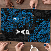 Yap Island Tribal Heritage Puzzle Micronesian Polynesian Tattoo Pattern Blue Black Cultural Art