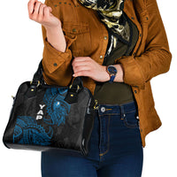 Yap Island Tribal Heritage Shoulder Handbag Micronesian Polynesian Tattoo Pattern Blue Black Cultural Art