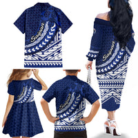 Northern Mariana Islands Saipan Family Matching Off The Shoulder Long Sleeve Dress and Hawaiian Shirt Polynesian Tribal Pattern - Commonwealth Seal Art TS04 - Polynesian Pride