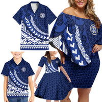 Northern Mariana Islands Saipan Family Matching Off Shoulder Short Dress and Hawaiian Shirt Polynesian Tribal Pattern - Commonwealth Seal Art TS04 - Polynesian Pride