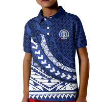 Northern Mariana Islands Saipan Kid Polo Shirt Polynesian Tribal Pattern - Commonwealth Seal Art