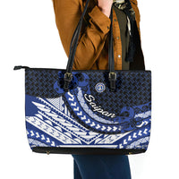 Northern Mariana Islands Saipan Leather Tote Bag Polynesian Tribal Pattern - Commonwealth Seal Art