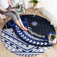 Northern Mariana Islands Saipan Round Carpet Polynesian Tribal Pattern - Commonwealth Seal Art