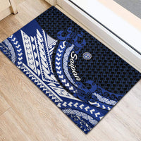 Northern Mariana Islands Saipan Rubber Doormat Polynesian Tribal Pattern - Commonwealth Seal Art