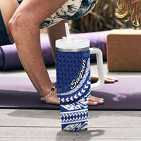 Northern Mariana Islands Saipan Tumbler With Handle Polynesian Tribal Pattern - Commonwealth Seal Art