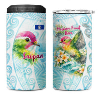 Saipan CMNI 4 in 1 Can Cooler Tumbler Polynesian Northern Mariana Islands Fruit Dove Watercolor