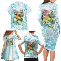Saipan CMNI Family Matching Long Sleeve Bodycon Dress and Hawaiian Shirt Polynesian Northern Mariana Islands Fruit Dove Watercolor TS04 - Polynesian Pride