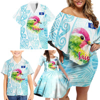 Saipan CMNI Family Matching Off Shoulder Short Dress and Hawaiian Shirt Polynesian Northern Mariana Islands Fruit Dove Watercolor TS04 - Polynesian Pride