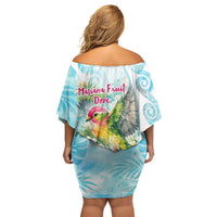 Saipan CMNI Family Matching Off Shoulder Short Dress and Hawaiian Shirt Polynesian Northern Mariana Islands Fruit Dove Watercolor TS04 - Polynesian Pride