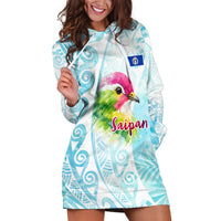 Saipan CMNI Hoodie Dress Polynesian Northern Mariana Islands Fruit Dove Watercolor