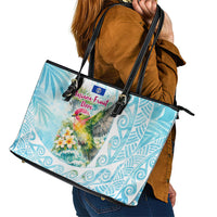 Saipan CMNI Leather Tote Bag Polynesian Northern Mariana Islands Fruit Dove Watercolor