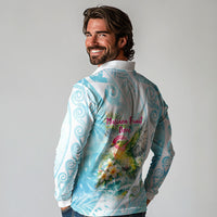 Saipan CMNI Long Sleeve Polo Shirt Polynesian Northern Mariana Islands Fruit Dove Watercolor