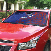 Saipan Northern Mariana Islands Auto Sun Shade Polynesian Tribal Tattoo Art With Hibiscus Flowers And Seal