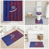 Saipan Northern Mariana Islands Bathroom Set Polynesian Tribal Tattoo Art With Hibiscus Flowers And Seal