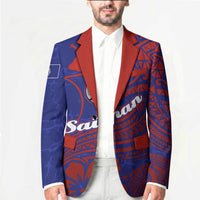 Saipan Northern Mariana Islands Blazer Polynesian Tribal Tattoo Art With Hibiscus Flowers And Seal