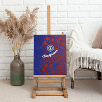 Saipan Northern Mariana Islands Canvas Wall Art Polynesian Tribal Tattoo Art With Hibiscus Flowers And Seal