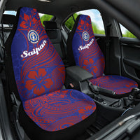 Saipan Northern Mariana Islands Car Seat Cover Polynesian Tribal Tattoo Art With Hibiscus Flowers And Seal TS04 One Size Blue Red - Polynesian Pride