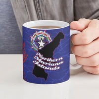 Saipan Northern Mariana Islands Ceramic Mug Polynesian Tribal Tattoo Art With Hibiscus Flowers And Seal