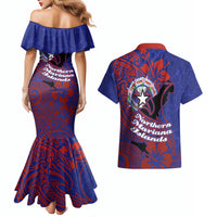 Saipan Northern Mariana Islands Couples Matching Mermaid Dress and Hawaiian Shirt Polynesian Tribal Tattoo Art With Hibiscus Flowers And Seal TS04 - Polynesian Pride