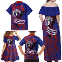 Saipan Northern Mariana Islands Family Matching Off Shoulder Maxi Dress and Hawaiian Shirt Polynesian Tribal Tattoo Art With Hibiscus Flowers And Seal TS04 - Polynesian Pride