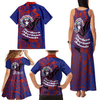 Saipan Northern Mariana Islands Family Matching Tank Maxi Dress and Hawaiian Shirt Polynesian Tribal Tattoo Art With Hibiscus Flowers And Seal TS04 - Polynesian Pride