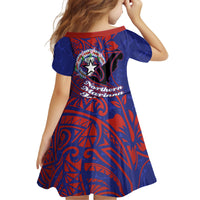 Saipan Northern Mariana Islands Kid Short Sleeve Dress Polynesian Tribal Tattoo Art With Hibiscus Flowers And Seal TS04 - Polynesian Pride