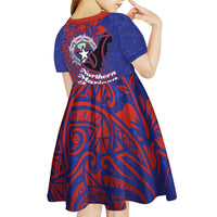 Saipan Northern Mariana Islands Kid Short Sleeve Dress Polynesian Tribal Tattoo Art With Hibiscus Flowers And Seal TS04 - Polynesian Pride