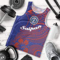 Saipan Northern Mariana Islands Men Tank Top Polynesian Tribal Tattoo Art With Hibiscus Flowers And Seal TS04 - Polynesian Pride