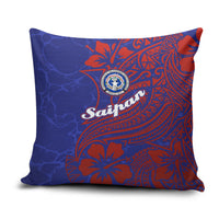 Saipan Northern Mariana Islands Pillow Cover Polynesian Tribal Tattoo Art With Hibiscus Flowers And Seal