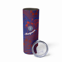 Saipan Northern Mariana Islands Skinny Tumbler Polynesian Tribal Tattoo Art With Hibiscus Flowers And Seal TS04 - Polynesian Pride