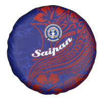 Saipan Northern Mariana Islands Spare Tire Cover Polynesian Tribal Tattoo Art With Hibiscus Flowers And Seal TS04 - Polynesian Pride