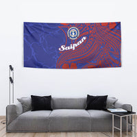 Saipan Northern Mariana Islands Tapestry Polynesian Tribal Tattoo Art With Hibiscus Flowers And Seal