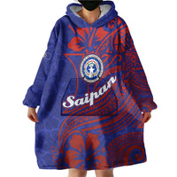 Saipan Northern Mariana Islands Wearable Blanket Hoodie Polynesian Tribal Tattoo Art With Hibiscus Flowers And Seal TS04 - Polynesian Pride