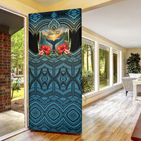 Personalized Masefau American Samoa Whale Door Cover Polynesian Tribal Pattern Tropical Hibiscus