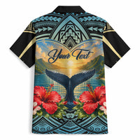 Personalized Masefau American Samoa Whale Hawaiian Shirt Polynesian Tribal Pattern Tropical Hibiscus