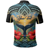 Personalized Masefau American Samoa Whale Polo Shirt Polynesian Tribal Pattern Tropical Hibiscus