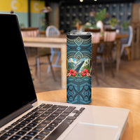 Personalized Masefau American Samoa Whale Skinny Tumbler Polynesian Tribal Pattern Tropical Hibiscus