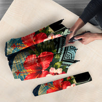 Personalized Masefau American Samoa Whale Umbrella Polynesian Tribal Pattern Tropical Hibiscus