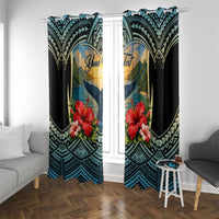 Personalized Masefau American Samoa Whale Window Curtain Polynesian Tribal Pattern Tropical Hibiscus