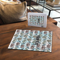 Personalized Masefau American Samoa Puzzle Vintage Whale Hibiscus Ocean Waves