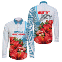 Personalized American Samoa Masefau Family Matching Off The Shoulder Long Sleeve Dress and Hawaiian Shirt Hibiscus Tropical Floral Whale Polynesian Tribal Pattern