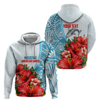 Personalized American Samoa Masefau Hoodie Hibiscus Tropical Floral Whale Polynesian Tribal Pattern